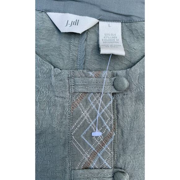 J. JILL Silk & Linen Casual Cropped Button Up Jacket Blazer Women's Gray SIZE L - Picture 3 of 7